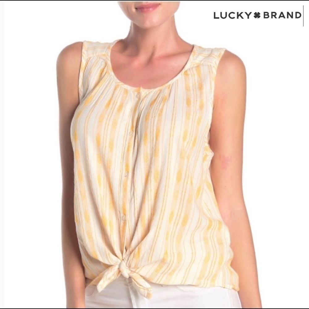 Lucky Brand Striped High=Low Hem Tank Top Size M